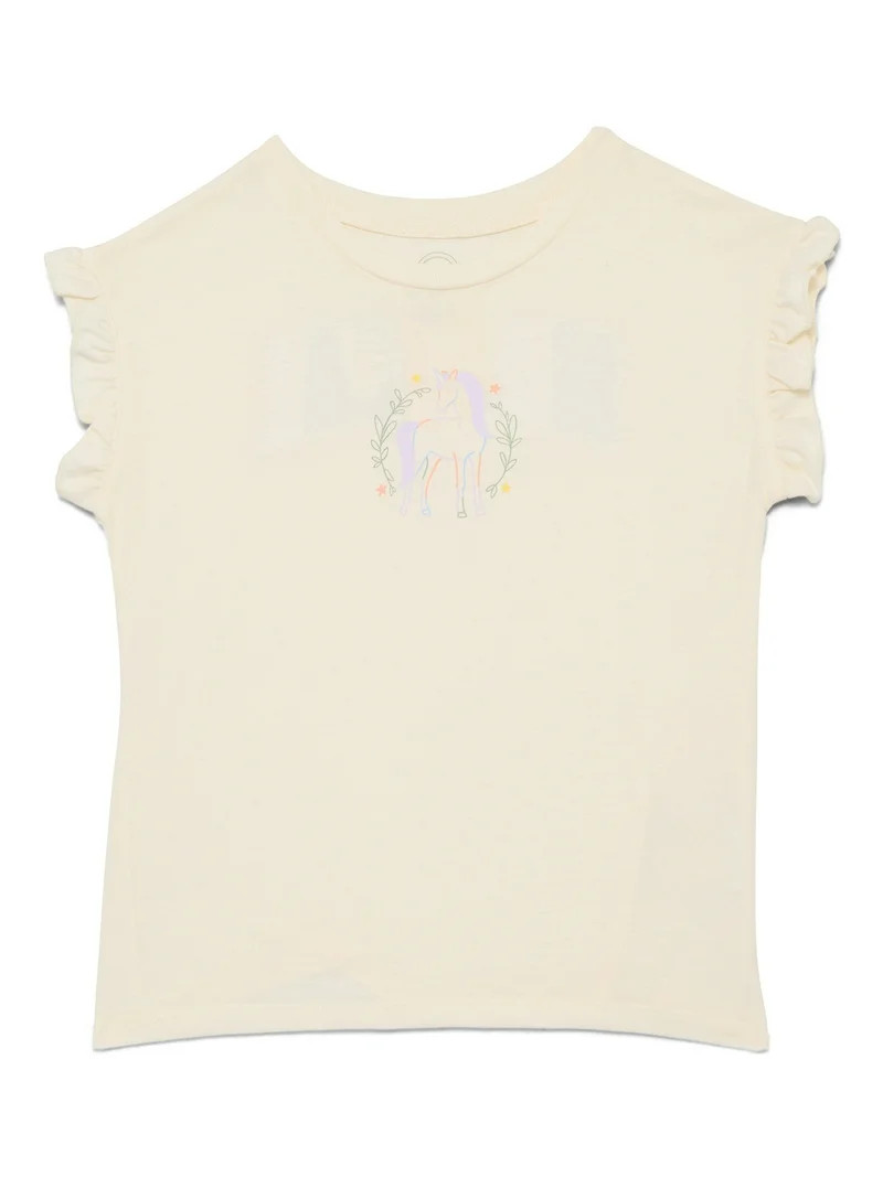 Wonder Nation Girls Ruffle Dolman Tee, Sizes 4-10 | Walmart (US)