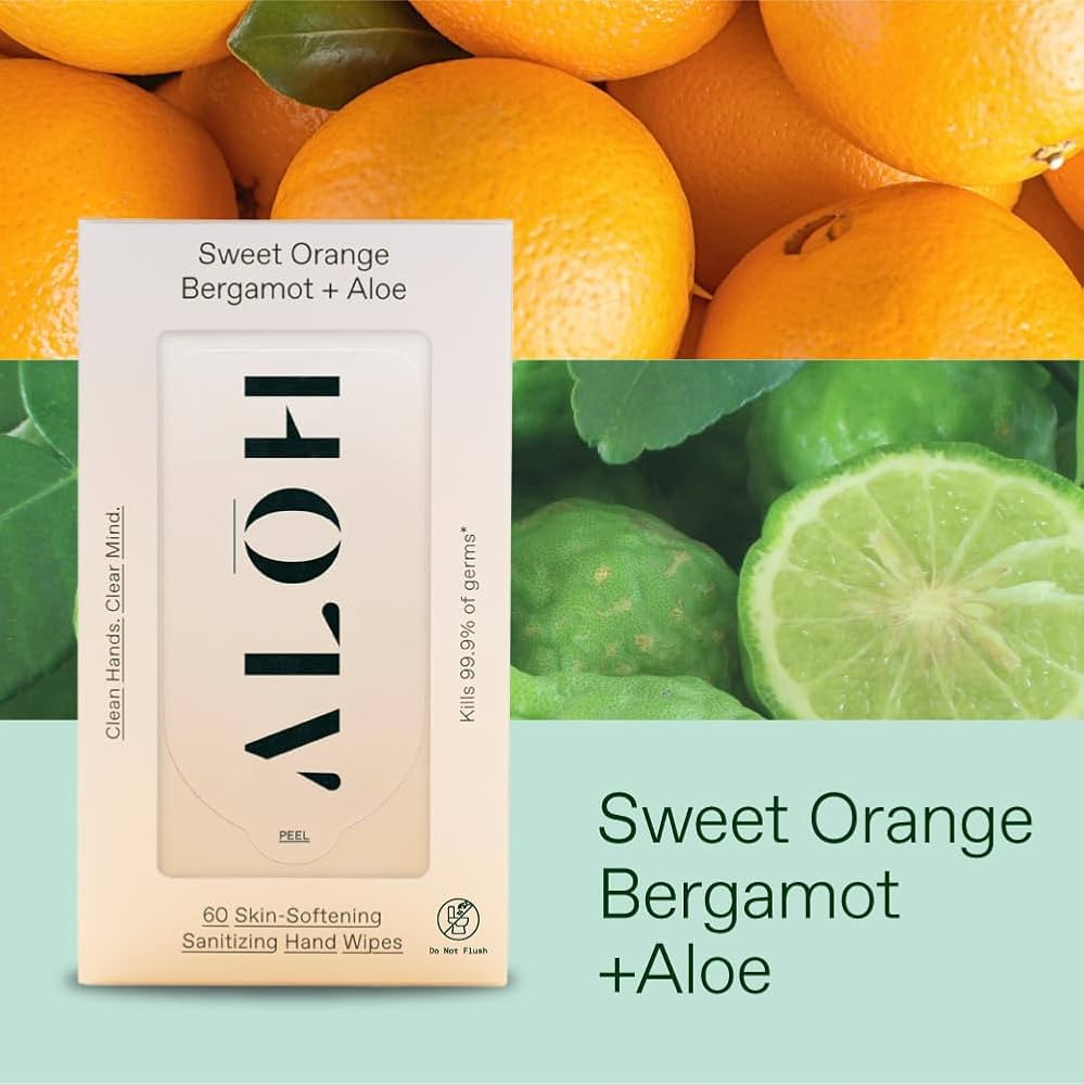 AL\u014cH Sweet Orange Bergamot + Aloe Sanitizing Hand Wipes - Clean Hands, Clear Mind - On The G... | Amazon (US)