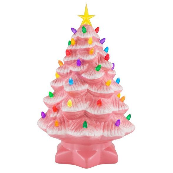 14in Ceramic Tree Decorative Figurine Pink - Mr. Christmas | Target