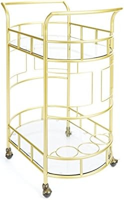 Silverwood FS1133B-COM Sinclair 2-Tier Serving Cart 2, 17" L x 26.5" W x 34.5" H, Gold | Amazon (US)