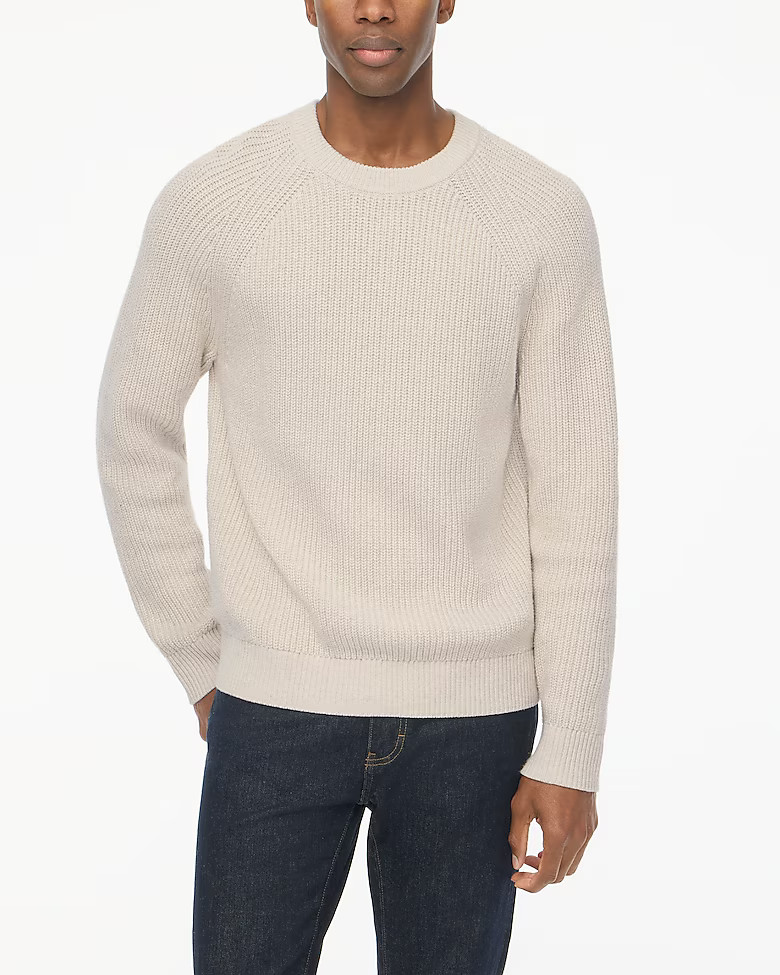 Raglan shaker-stitch crewneck sweater | J.Crew Factory