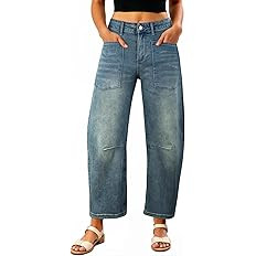 EVALESS Womens Baggy Barrel Jeans High Waisted Wide Leg Boyfriend Denim Ankle Pants | Amazon (US)