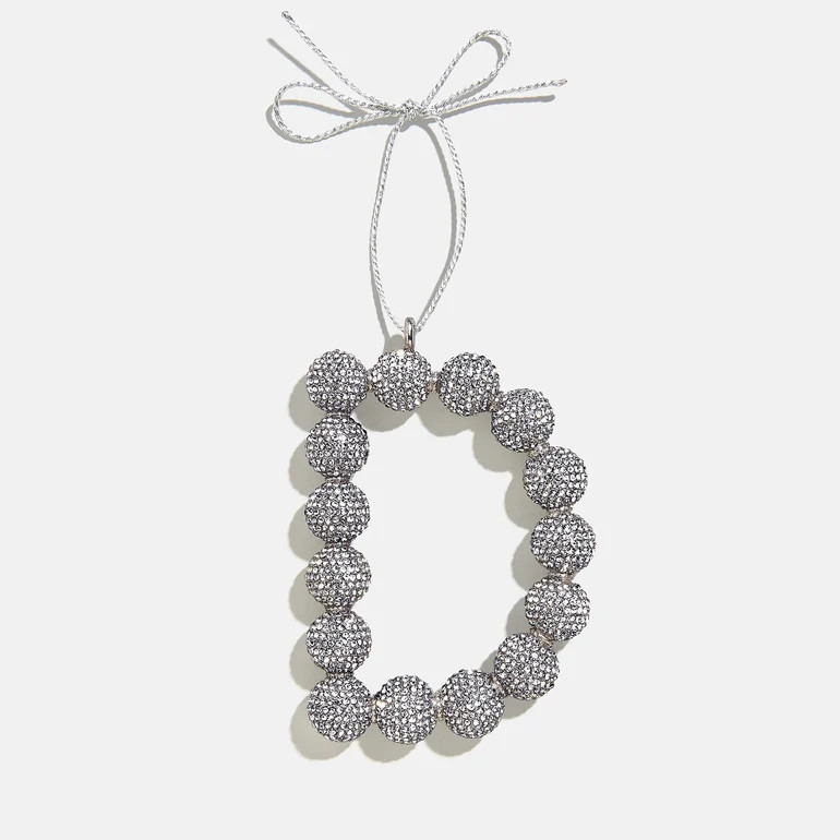 Merry Monogram Ornament - Silver/Pav\u00e9 | BaubleBar