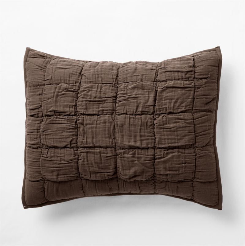 Supersoft Snuggle Puff Cacao Brown Organic Cotton Gauze Kids Pillow Sham | Crate & Barrel