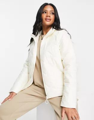 Fila onion quilted puffer jacket with logo in ecru | ASOS (Global)