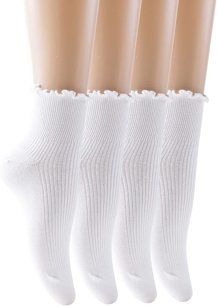 SEMOHOLLI Women Ankle Socks,Pearl Lace Ruffle Frilly Comfortable No-Show Cotton Socks Princess So... | Amazon (US)