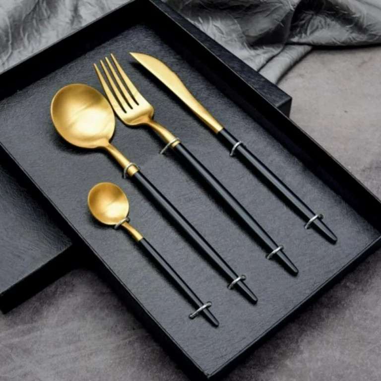 Stainless Steel Dinner Black Gold Dinnerware Knife k Spoon Cutlery Kitchen Tableware Sets | Walmart (US)