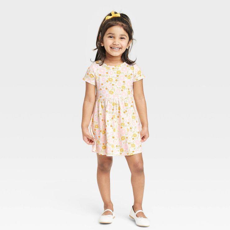 Toddler Girls' Floral Short Sleeve Dress - Cat & Jack™ Off-White | Target