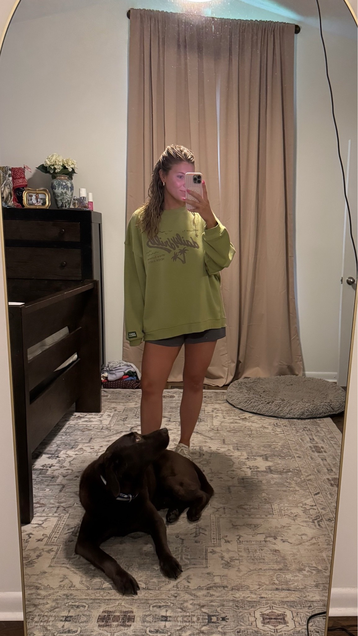 OOTD - from Daily Drills! So worth the money to me. These sweatshirts are my absolute fav!!! Linked some still in stock 🤩 

I wear the M/L (oversized fit) 
Large in Walmart shorts