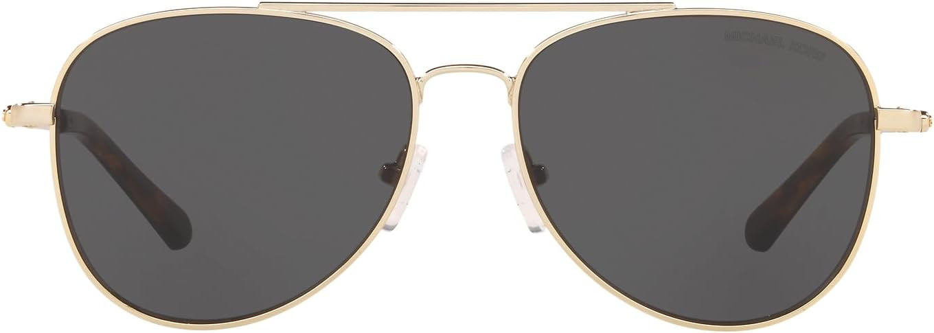 Michael Kors MK1045 San Diego Aviator Sunglasses, Light Gold/Dark Grey Solid, 56 mm | Amazon (US)
