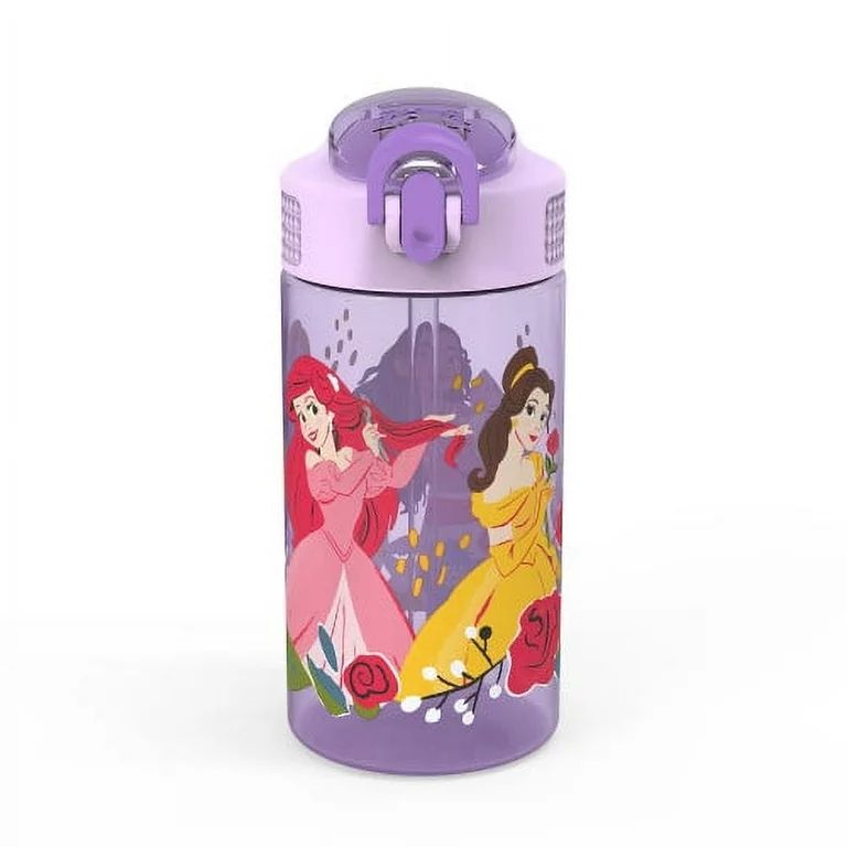 Zak Designs 16oz Princess Kids Straw Water Bottle, Durable Plastic Park Bottle with Easy-Open Loc... | Walmart (US)