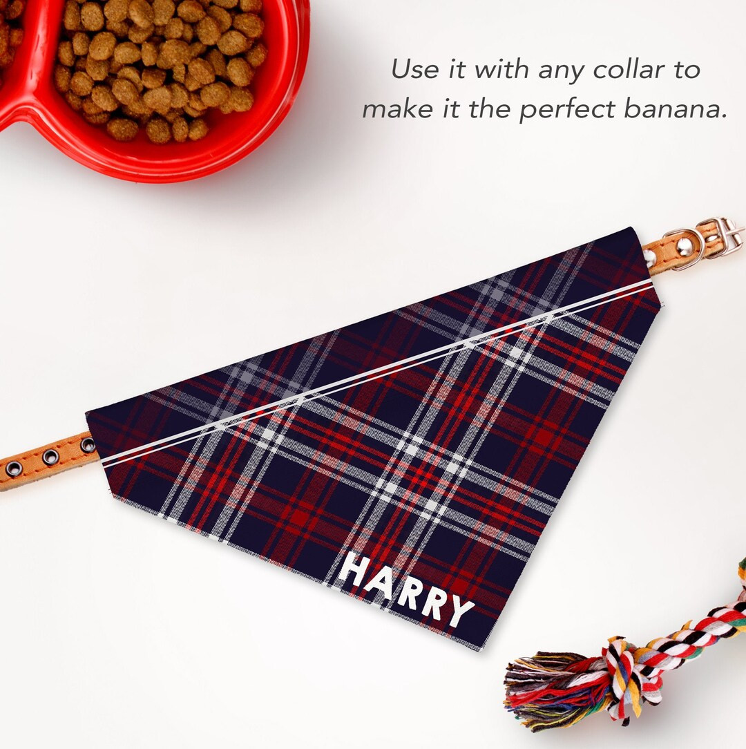 Personalized Dog Bandana, Dog Bandana, Dog bandana over the collar, Check Print | Etsy (US)