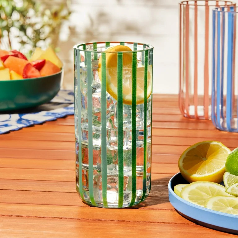Mainstays by Becky G. & Alejandra 18-Ounce Tall Acrylic Stripe Line Tumbler, Green | Walmart (US)