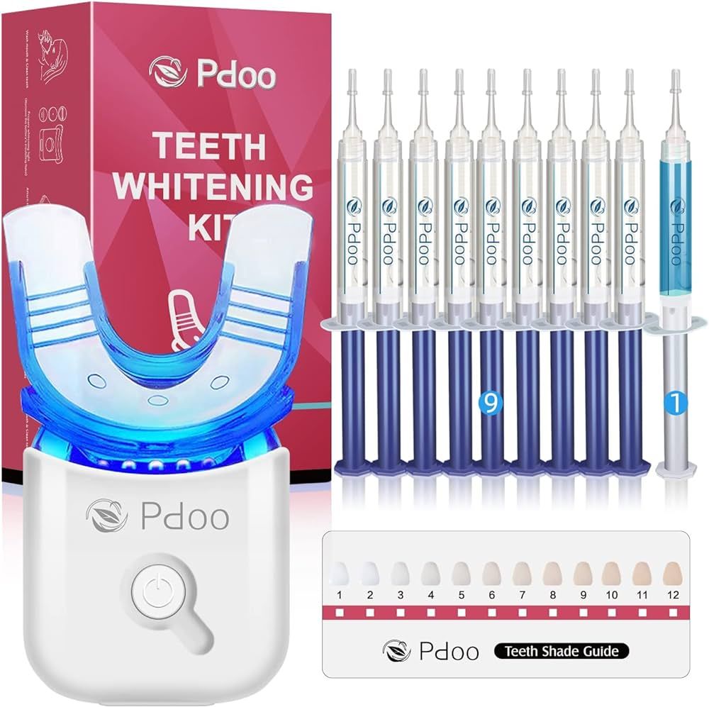 Teeth Whitening Kit with LED Lights Tray for Sensitive Teeth, 10x Whitening Pen Gel, Teeth Whiten... | Amazon (US)
