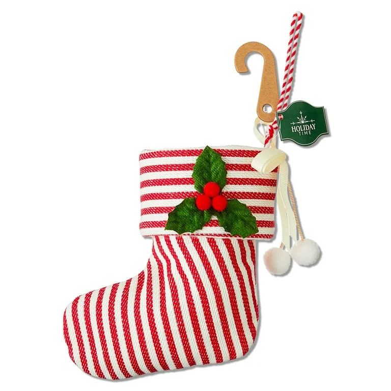 Red and White Stocking Christmas Ornament, 2.25", by Holiday Time | Walmart (US)