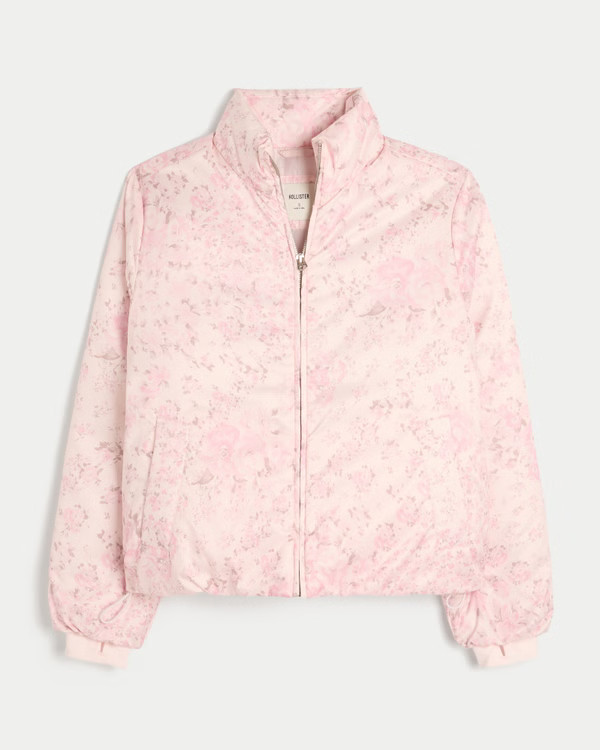 Women's Zip-Up Pattern Puffer Jacket | Women's Jackets & Coats | HollisterCo.com | Hollister (US)