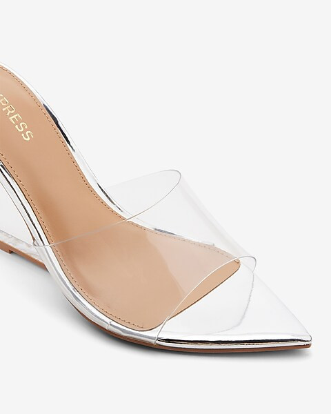 Vinyl Clear Heeled Wedge Sandals | Express