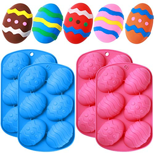4 Pieces Easter Egg Shaped Silicone Cake Mold Easter Candy Cookie Mould Silicone Baking Mold for Making Cake Decorating, Chocolate, Candy, Baking Pan | Amazon (US)