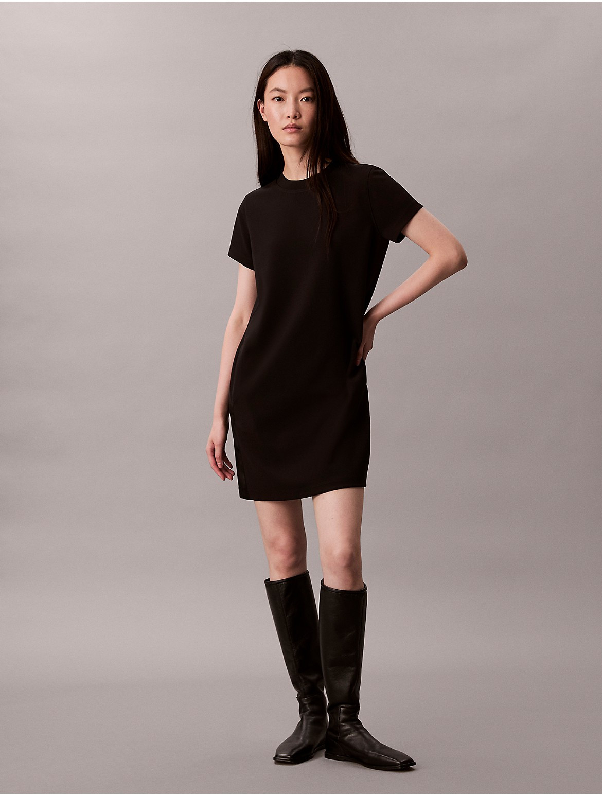 Calvin Klein Women's Mixed Media Mini Shift Dress - Black - L | Calvin Klein (US)
