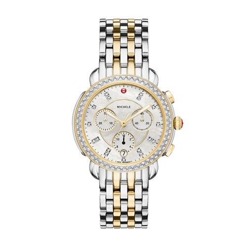 Michele Sidney Diamond Two-Tone, Diamond Dial Watch Mww30a000005 White | Michele Watches