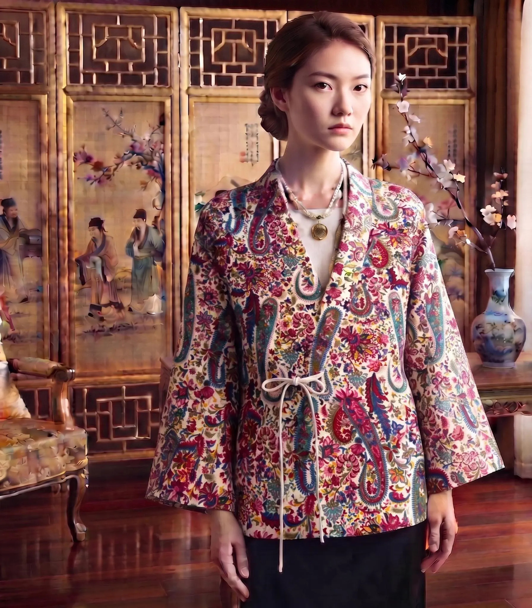 Floral Paisley Crepe Silk Jacket, Boho Kimono Style Wrap Coat, Lightweight Outerwear | Etsy (Global)