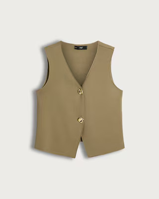 F&F Sleeveless Two Button Waistcoat in Khaki | Tesco F&F