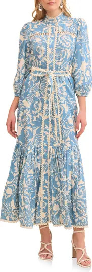 Floral Print Long Sleeve Cotton Poplin Dress | Nordstrom