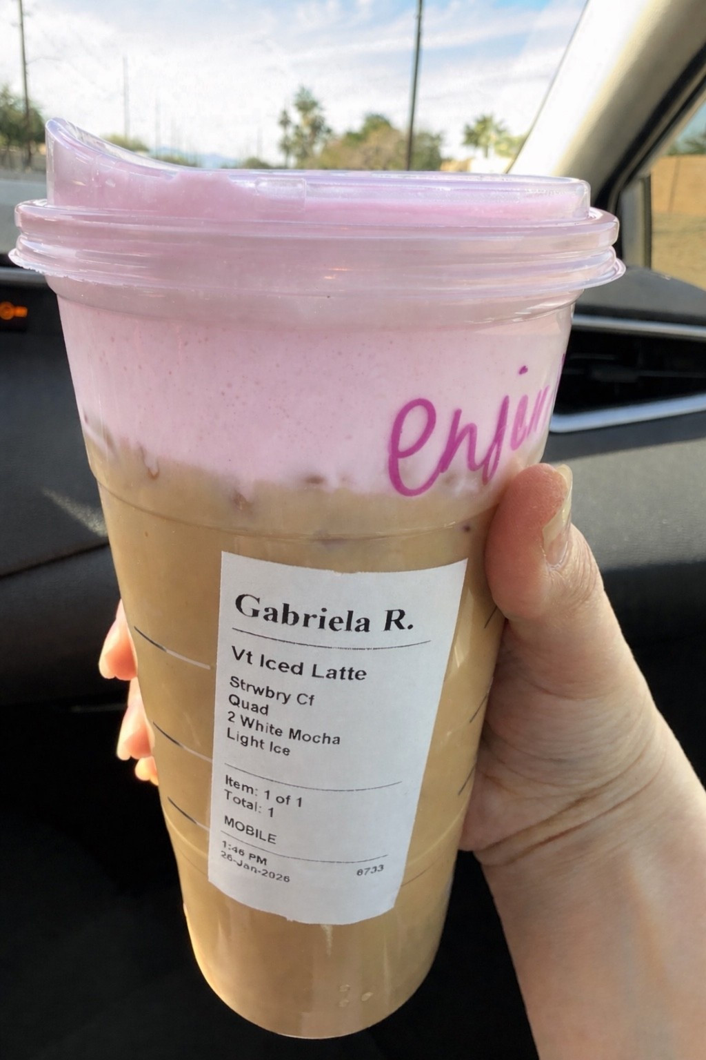Starbucks Viral Valentine's Drink: 
Iced white chocolate mocha w/ strawberry foam. I don’t like my coffee too sweet so I did only 2 pumps of white chocolate mocha sauce and an extra shot in a venti. Nice treat for Valentine. 

#LTKstorytime #LTKfoodie #LTKValentine