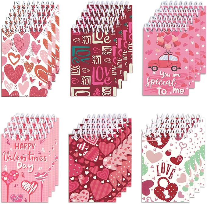 CCINEE 24 Pack Mini Valentine's Day Notepads, Assorted Heart Spiral Notebooks for Valentine's Day... | Amazon (US)