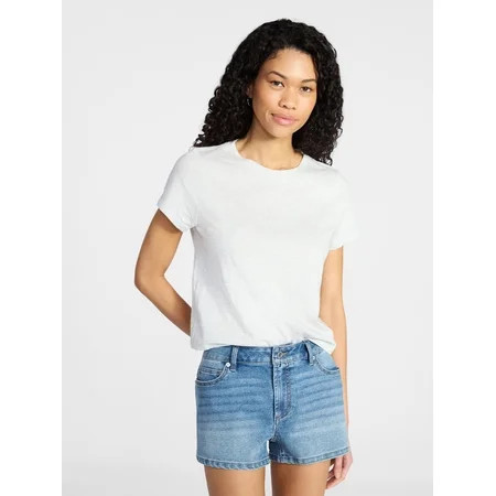 No Boundaries Cotton Tee with Short Sleeves, Women’s XXS-XXL | Walmart (US)