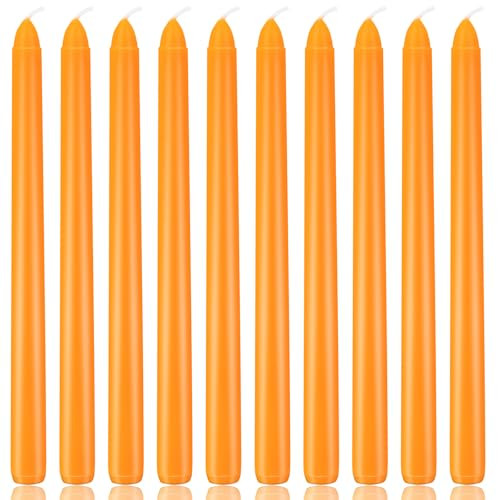10 Inch Orange Taper Candles, 10 Pack Unscented Candlesticks for Dinner, Fall Harvest, Halloween, Seasonal Celebration and Home Decoration | Amazon (US)