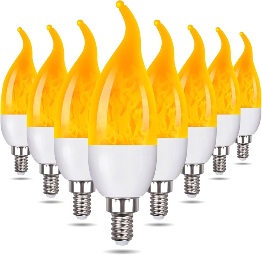 Venforze E12 Flame Bulbs 8 Pack, 3 Mode LED Candelabra Flame Light Bulb 1.2 Watt Warm White Chand... | Amazon (US)