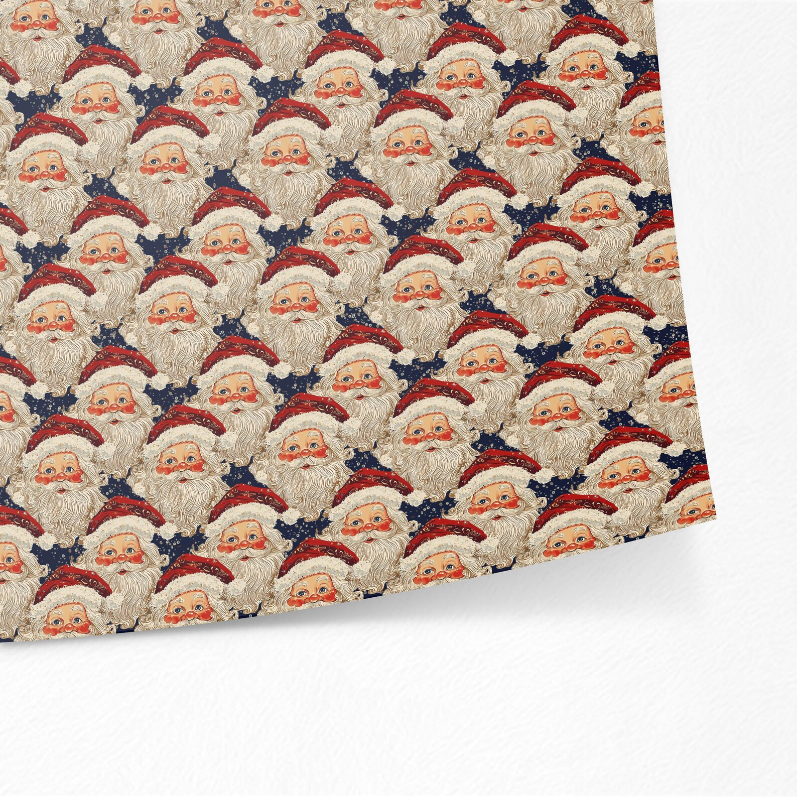 Vintage Santa Head Tiled Special Christmas Wrapping Paper - Traditional Hand Painted Style Gift W... | Etsy (US)