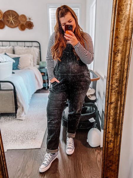 Yesterdays OOTD. These overalls were maternity friendly and now work postpartum too! Tee is $12! Sneaks are so fun and match with roan. 

In an XL in overalls, large in tee, sneakers run TTS whole sizes only size up if between! 

#LTKstyletip #LTKcurves #LTKunder100