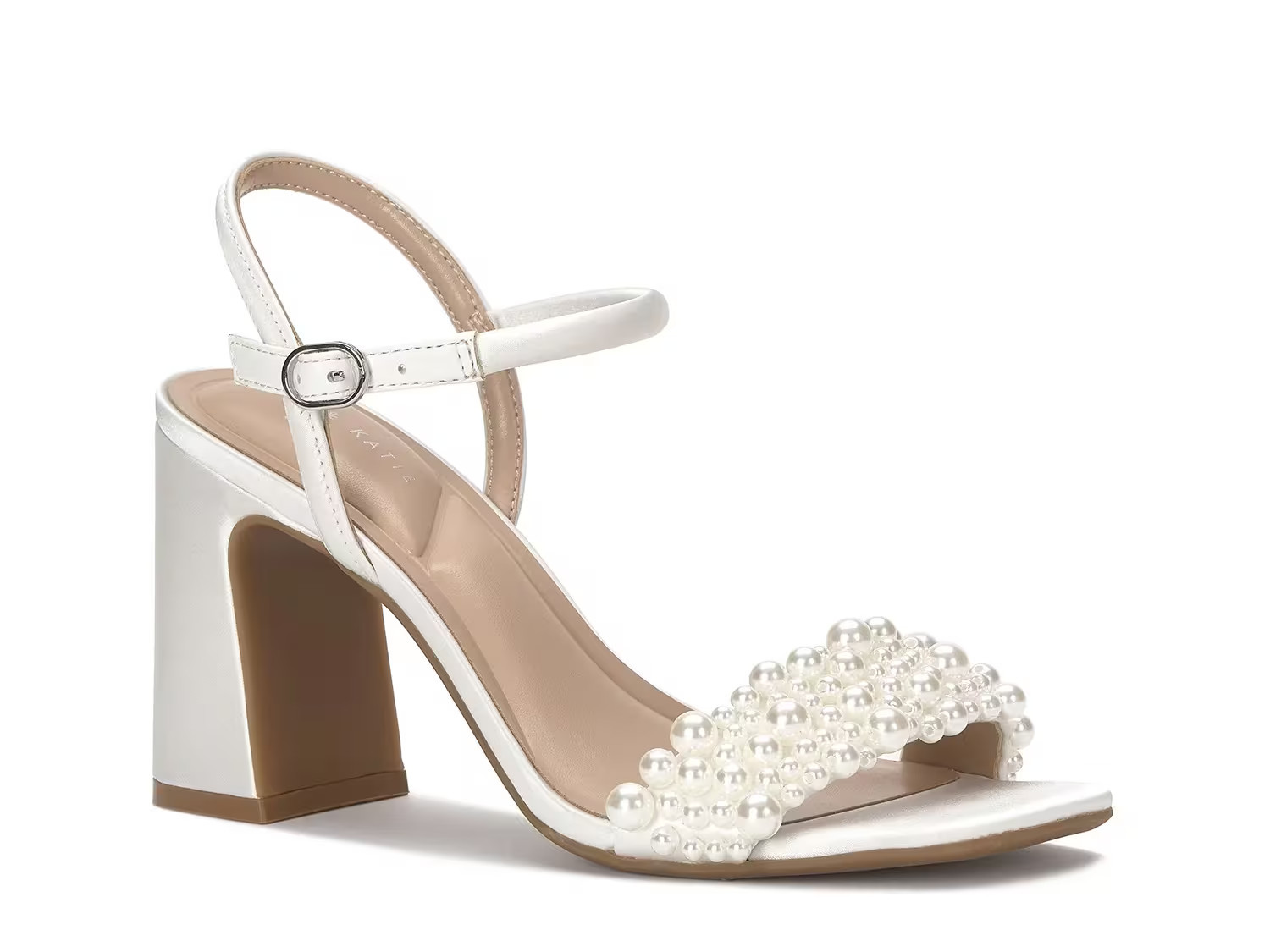 Kelly & Katie Evelina Sandal | Women's | Satin Pearl Off White | Size 5 | Sandals | Block | DSW