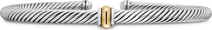 Classic Cable Station Bracelet in Sterling Silver with 18K Gold, 4mm | Nordstrom