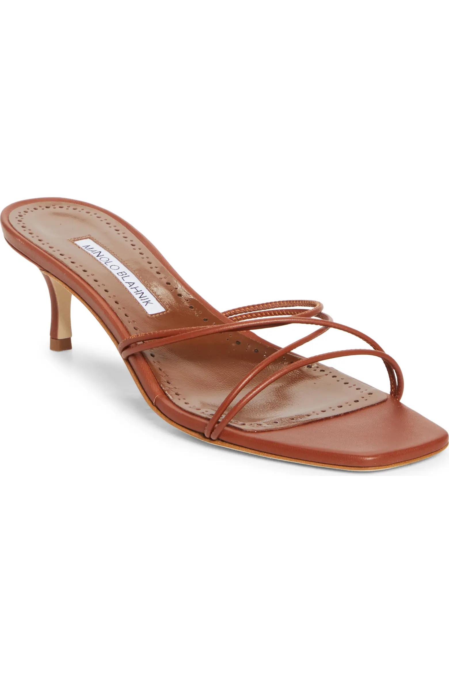 Manolo Blahnik Ninefemu Strappy Kitten Heel Slide Sandal (Women) | Nordstrom | Nordstrom
