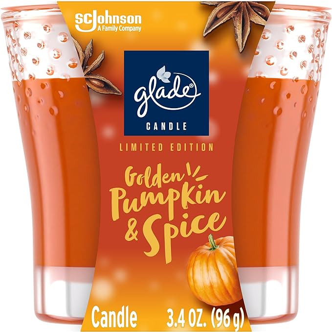 Glade Candle Jar, Air Freshener, Golden Pumpkin & Spice, Limited Edition Scent, 3.4 Oz | Amazon (US)