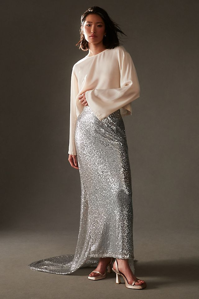 Mare Mare x Anthropologie Sequin Train Maxi Skirt | Anthropologie (US)