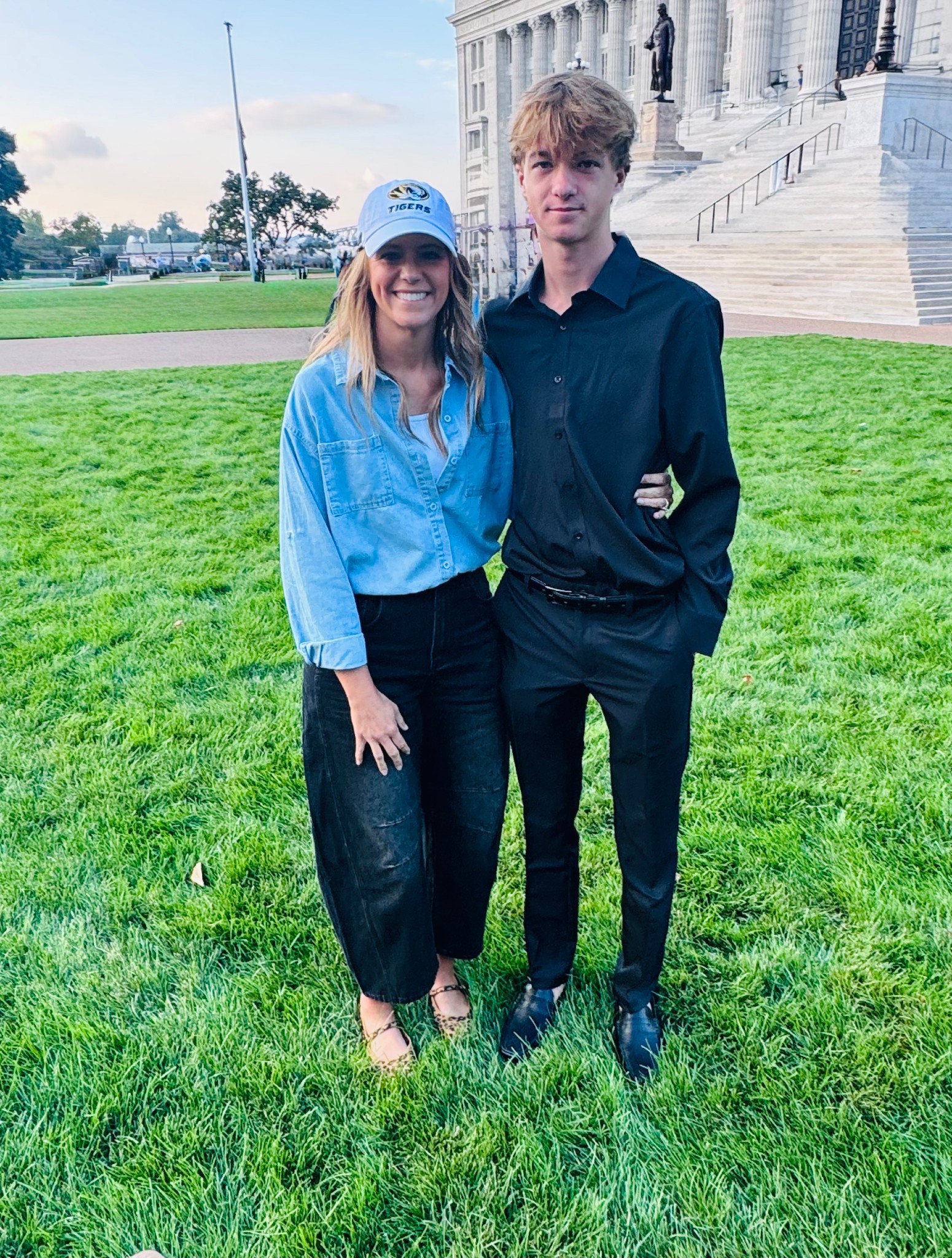 It’s Homecoming time! 💛🖤 Had to snap a quick pic before my son headed off to hoco — and yes, everything we’re wearing is from Amazon! 🙌

I kept it casual and comfy with a denim tie string button-up, black barrel jeans, leopard flats, and my go-to Mizzou Tigers hat 🐯 Perfect for showing school spirit while keeping it relaxed!

He went classic with an all-black dress shirt and slacks — simple, sharp, and perfect for the occasion. 🖤

Amazon wins again for making last-minute shopping so easy!

#AmazonFinds #HomecomingReady #MomStyle #AmazonFashion #LTKFall #LTKStyle #MidwestMamaStyle

#LTKFindsUnder50 #LTKFamily #LTKStyleTip