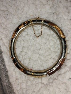 Vintage 1960s Sterling Silver and Tiger's Eye Bangle Bracelet  | eBay | eBay US