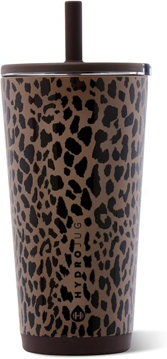 HydroJug Everyday Tumbler 20 oz, Ceramic-Lined Straw Cup, Brown Leopard | Amazon (US)