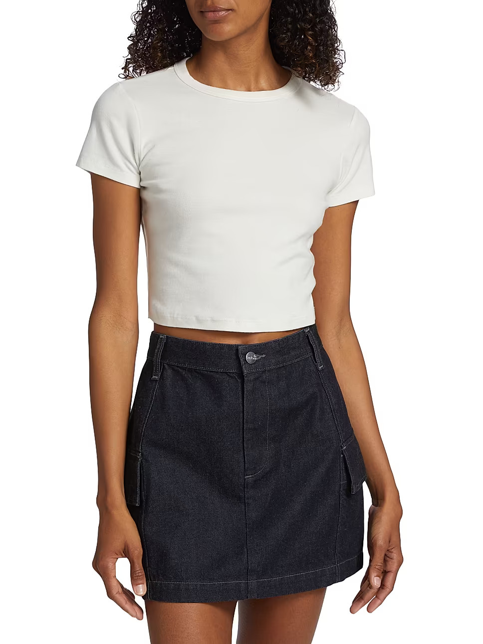 Emrata X AG Emily Slim-Fit Short Sleeve Crewneck Rib T-Shirt | Saks Fifth Avenue