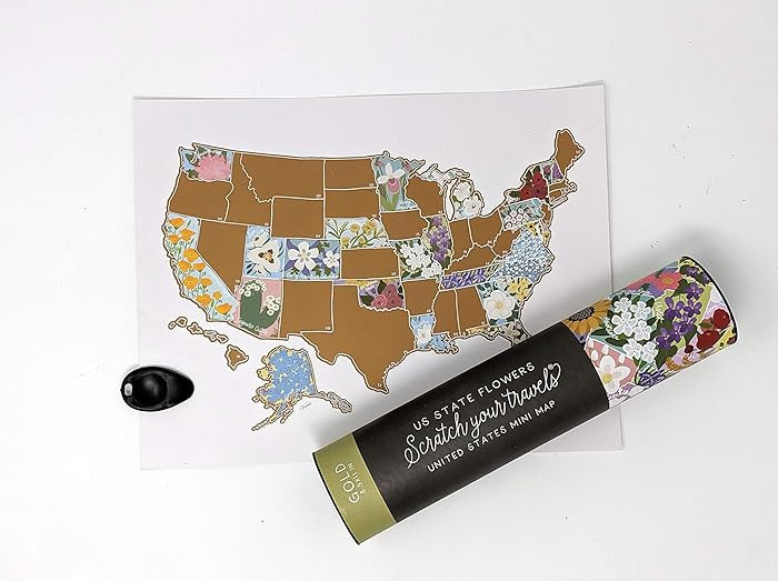 Scratch Your Travels® US State Flowers Map (Official state flowers wall art of the United States... | Amazon (US)