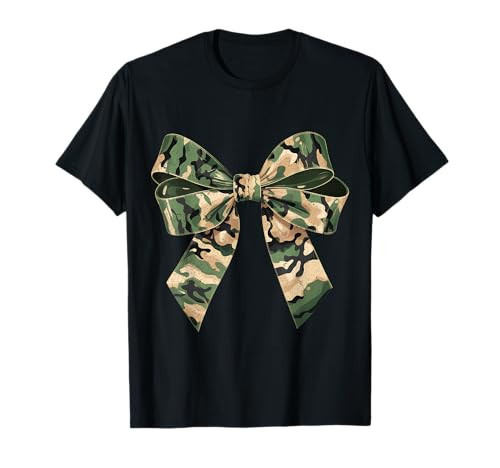 Camouflage Camo Girls Bow Camo Coquette Bow Hunting Women T-Shirt | Amazon (US)