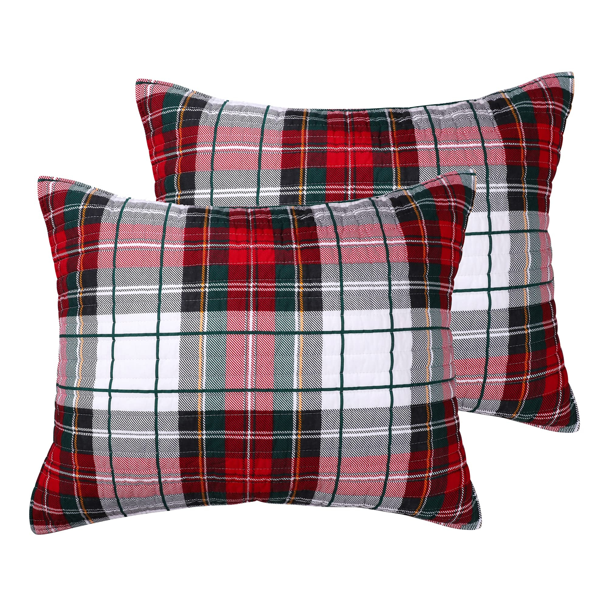 Levtex Home - Spencer Plaid Quilted Standard Sham (26x20in.) - Christmas Tartan Plaid - Red, Gree... | Amazon (US)