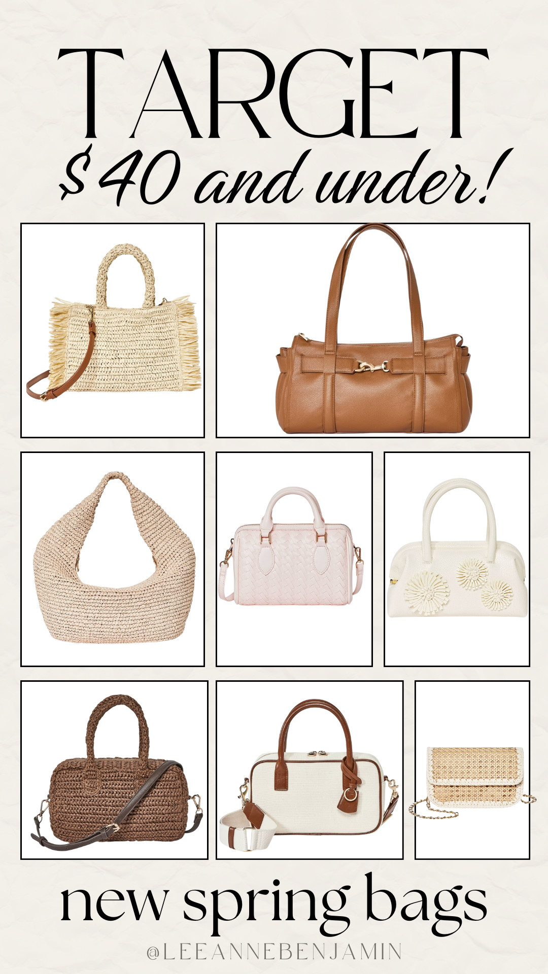 $40 and under spring bags from Target! So cute for the upcoming season! 

 #LTKootd #LTKOver40 #LTKTravel