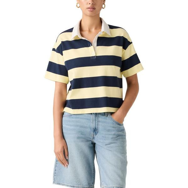 Women's Levi's Aries Rugby Polo XSmall Tory Stripe French Vanilla | Scheels Sports