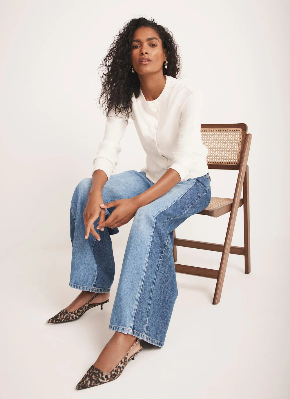 Indigo Contrast Denim Wide Leg Jeans | Mint Velvet