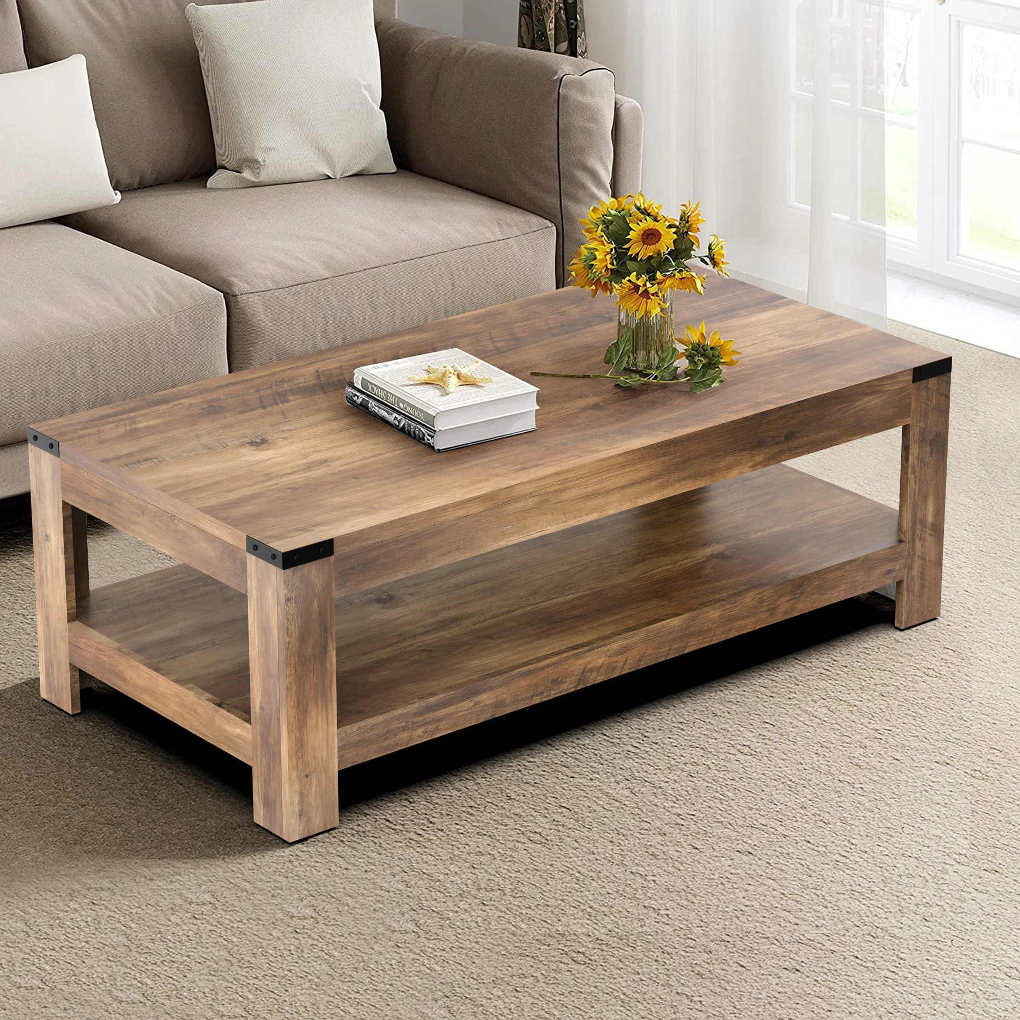 Millwood Pines Damika Rectangular Coffee Table with 2-Tier Storage & Reviews | Wayfair | Wayfair North America